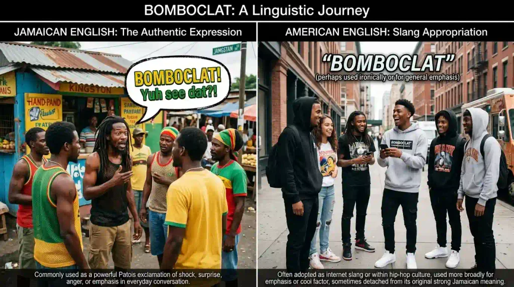 Bomboclat in American English vs. Jamaican English