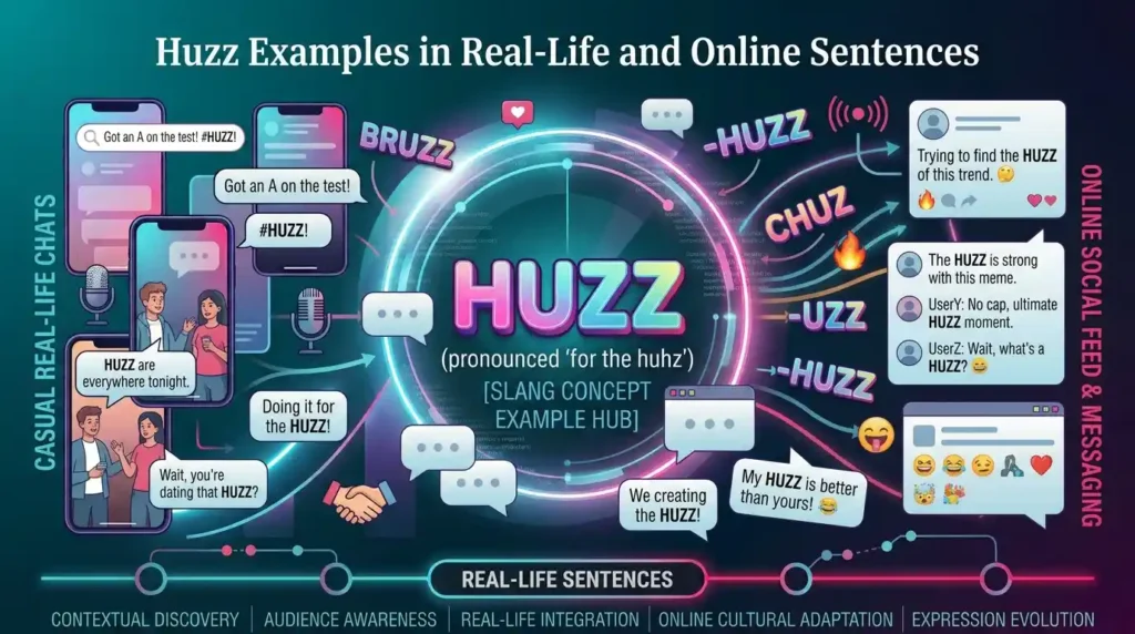 Huzz Examples in Real-Life and Online Sentences